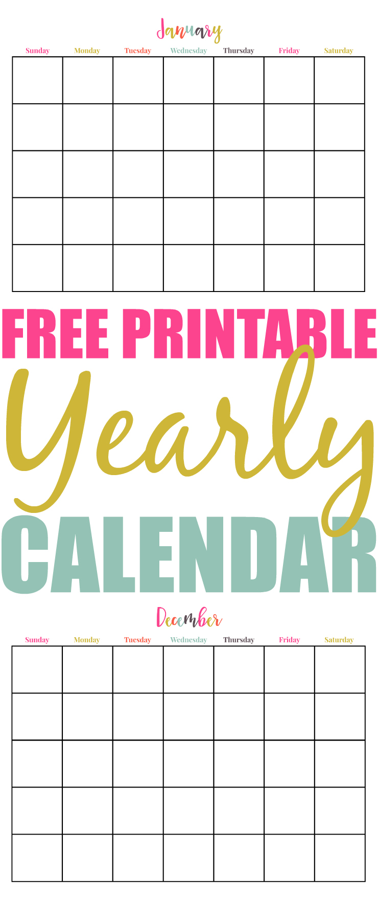 Free Printable Yearly Calendar