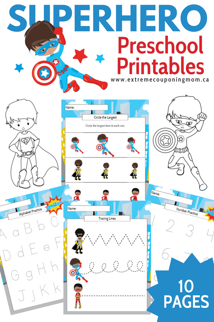 Boy Superhero Preschool Learning Printable Package