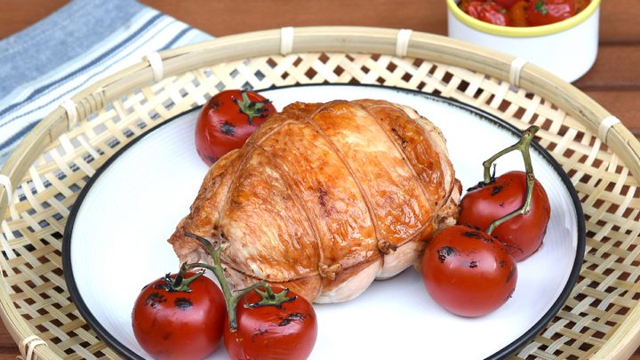 Cedar Plank Grilled Turkey Breast Roast With Charred Tomato Salsa