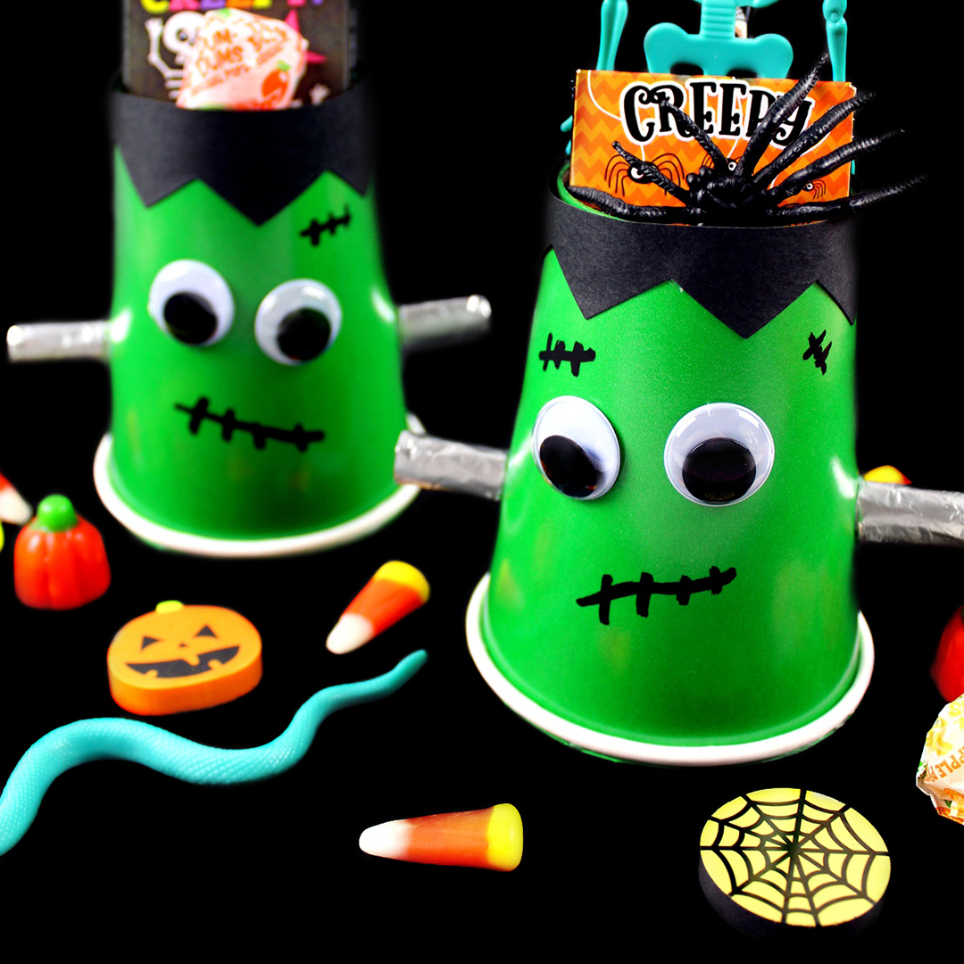 DIY Frankenstein Halloween Treat Cups