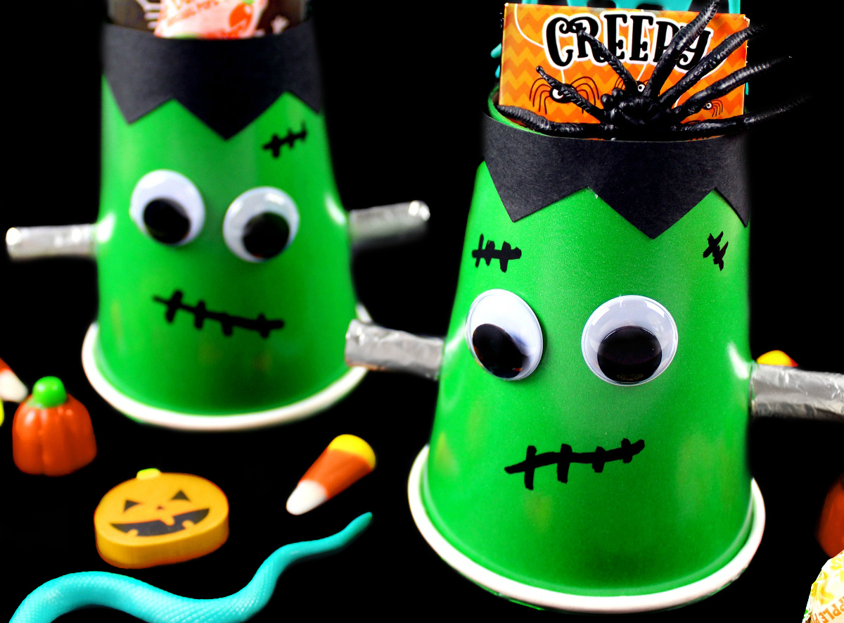 DIY Halloween Frankenstein Treat Cups