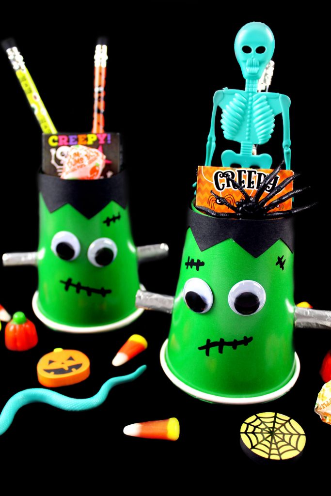 DIY Frankenstein Halloween Treat Cups