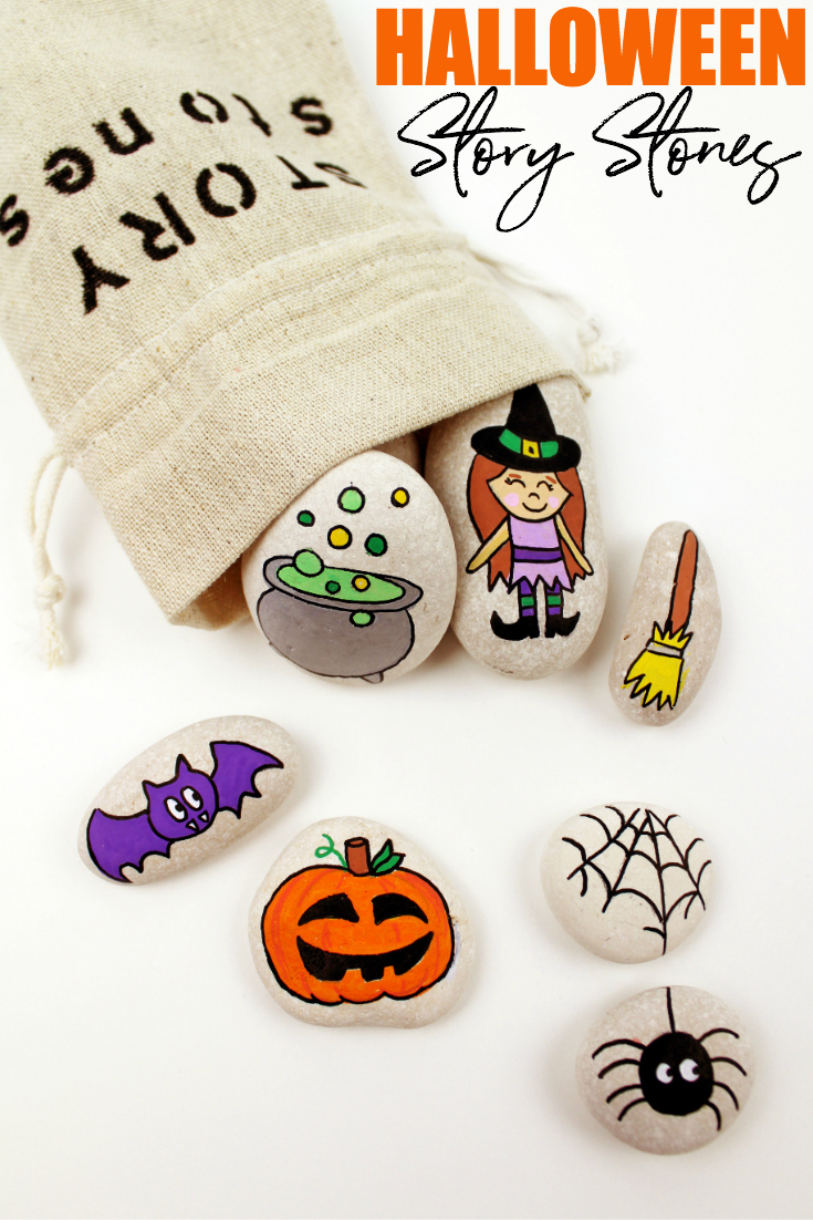 Get your creative pants on and make some spooky Halloween story stones for your little one. These little stones create hours of learning and creative fun!