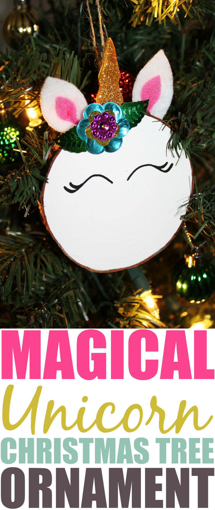 Kids will have a blast making a magical Unicorn Christmas tree ornament. They'd also make great gifts to give to family with a handprint on the back!