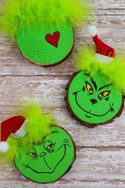 Wooden Grinch Christmas Tree Ornament Craft
