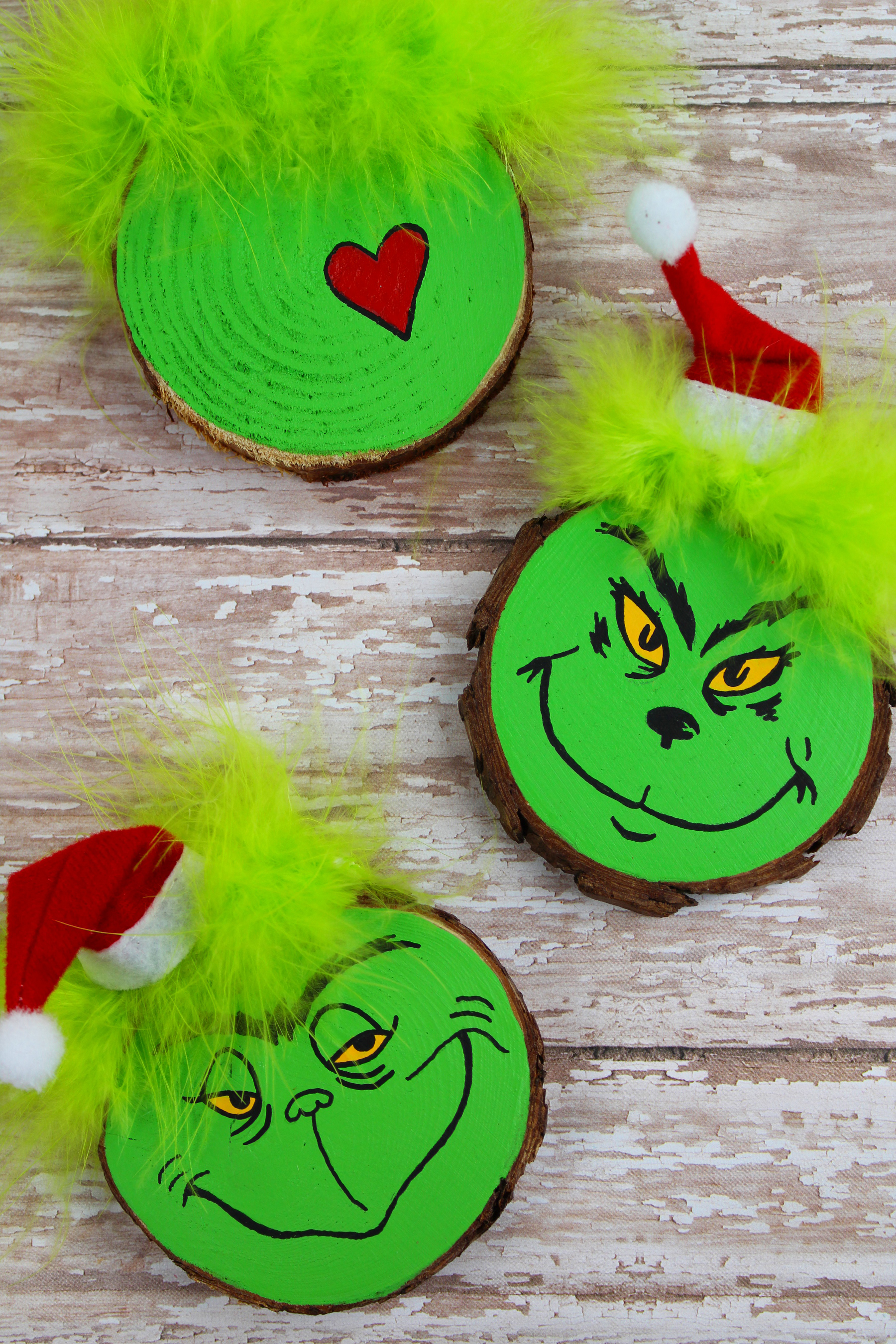 Wooden Grinch Christmas Tree Ornament Craft