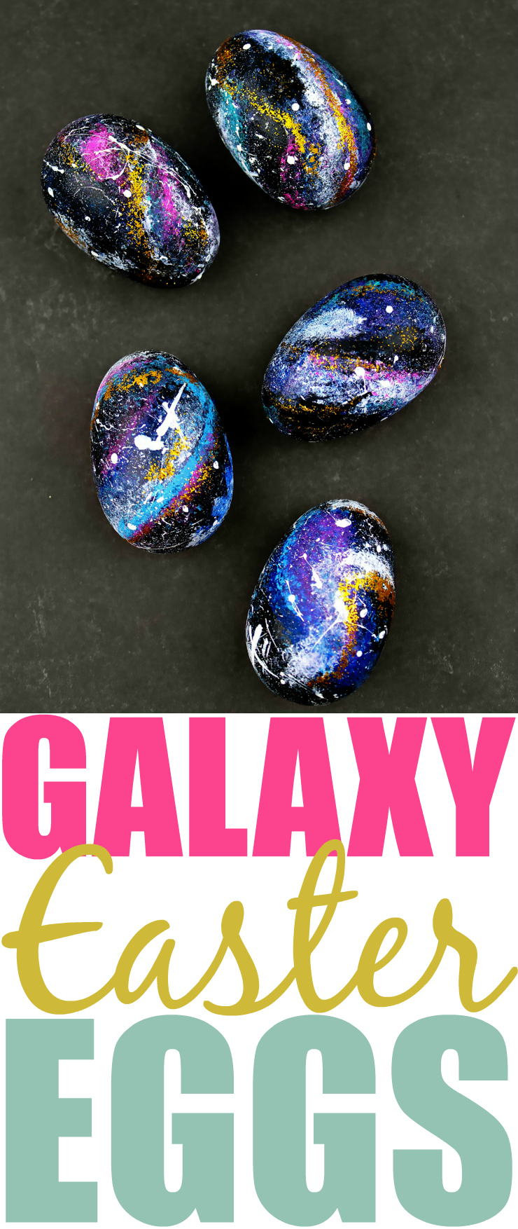 Switch up your regular Easter egg decorating this year for some out of this world creative fun! These Galaxy Easter Eggs are super easy and fun for everyone to make, even us adults.