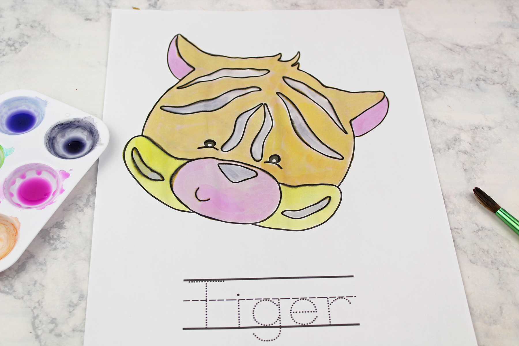 Watercolour Jungle Friends Spelling Worksheets