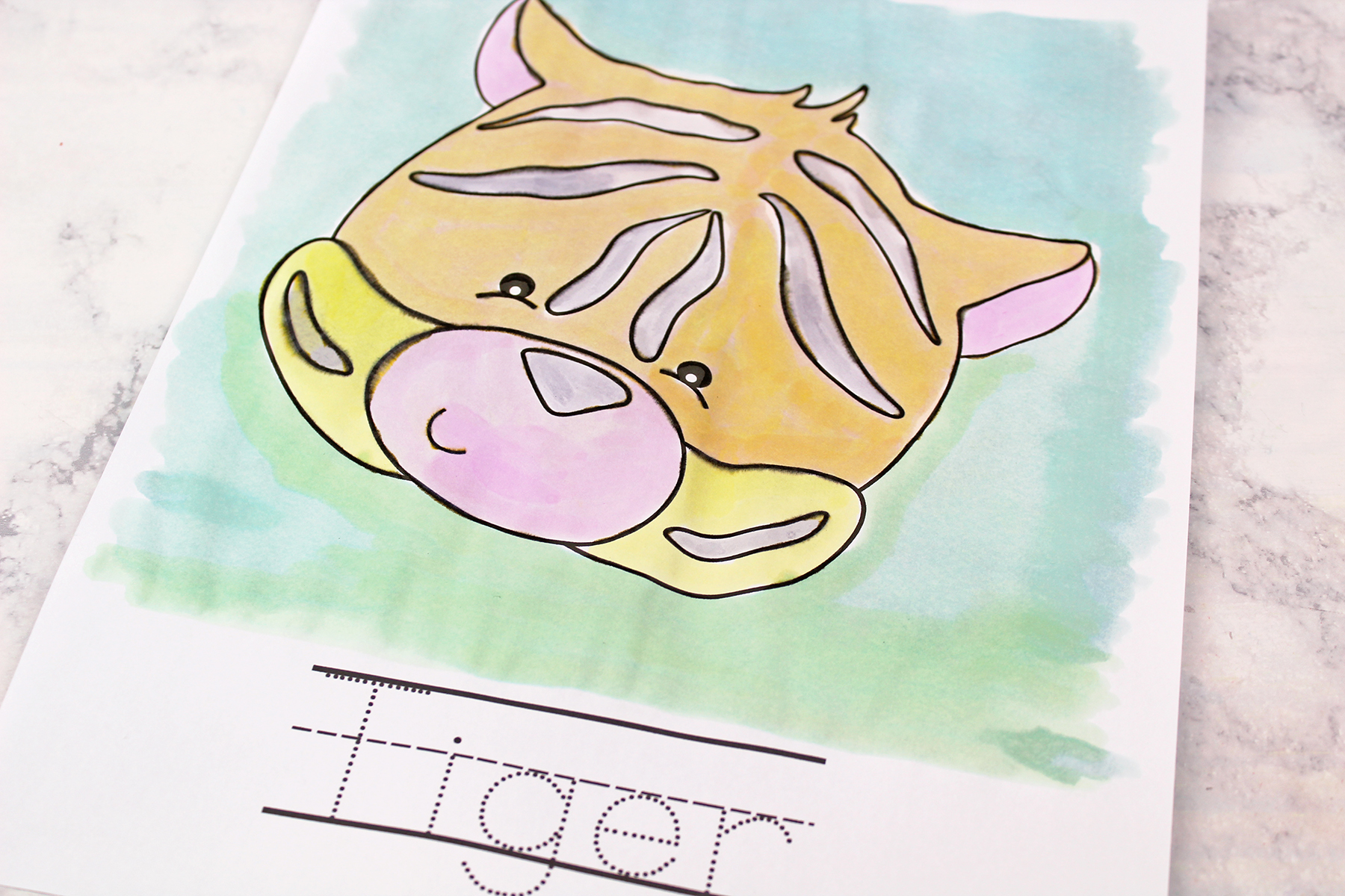 Watercolour Jungle Friends Spelling Worksheets