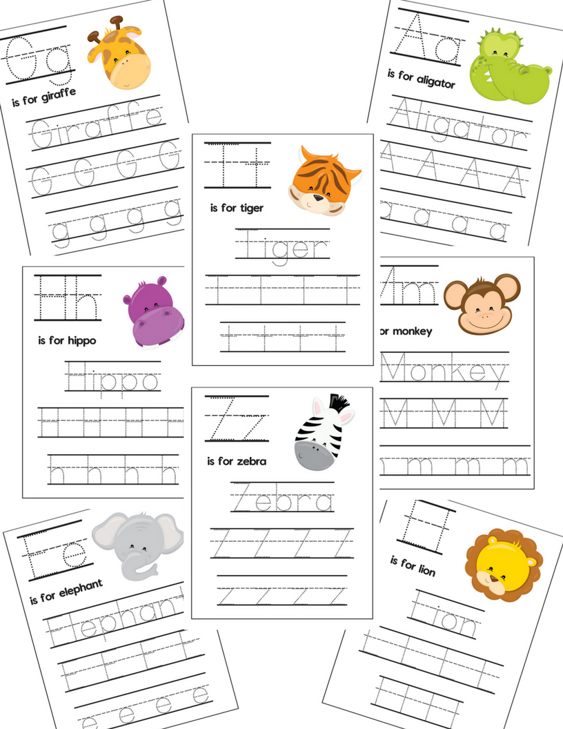 Watercolour Jungle Friends Spelling Worksheets