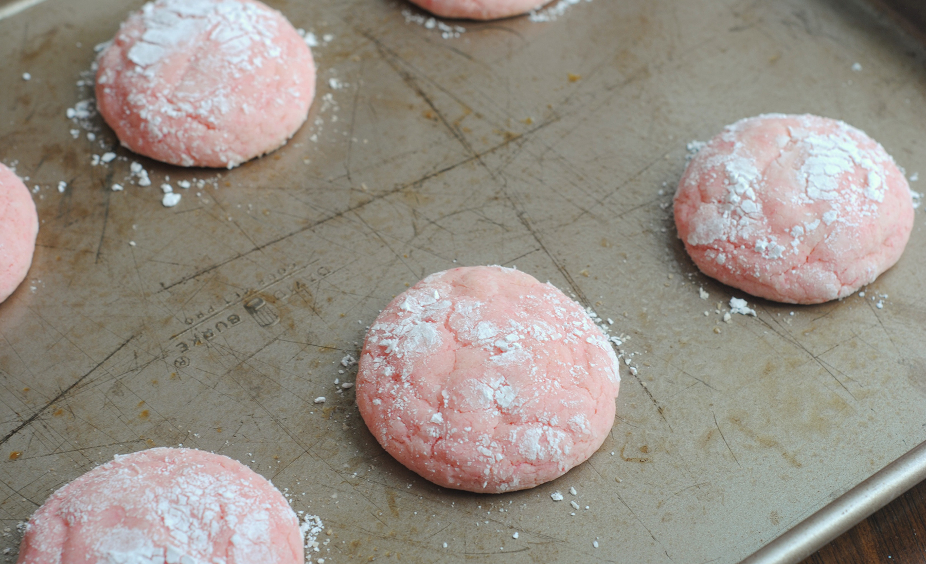Strawberry Crinkle Cookies