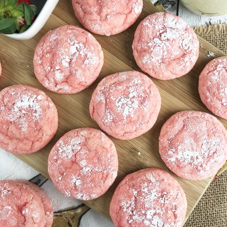 Strawberry Crinkle Cookies