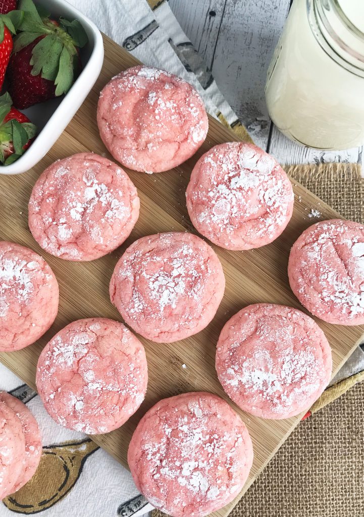 Strawberry Crinkle Cookies