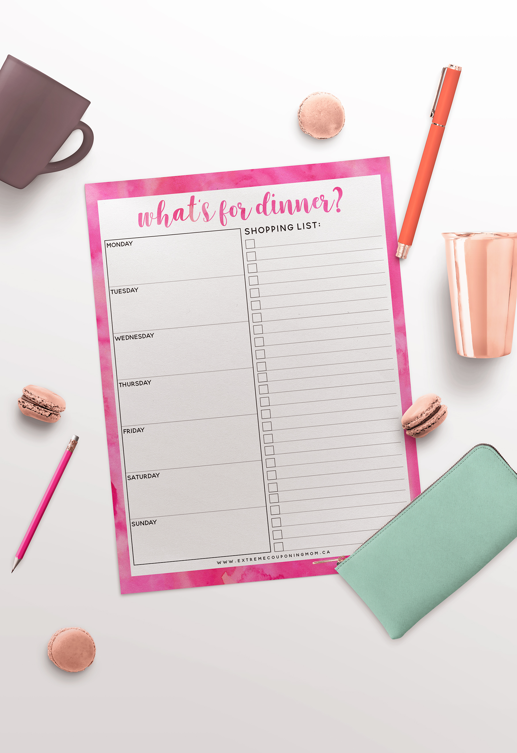 Free Printable Weekly Dinner Menu & Shopping List