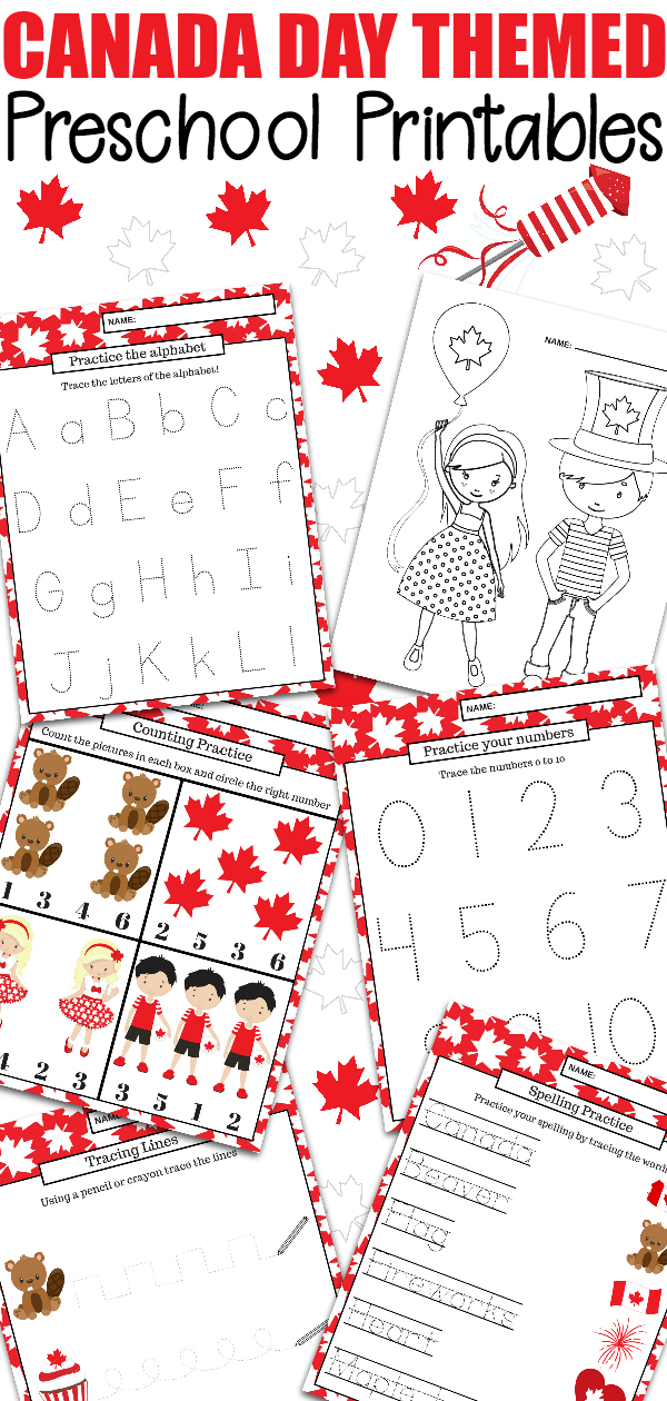 Keep the kids busy, and learning, with this fun Canada Day preschool learning package. It's filled with 23 educational pages for preschool to kindergarten!
