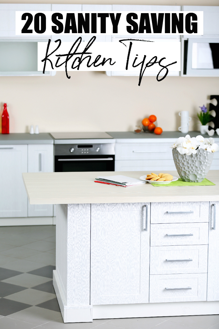 Losing your mind in the kitchen? Check out these 20 time saving kitchen tips that will help to keep your sanity in tact and homemade meals on the table. #KitchenTips #TimeManagement