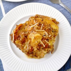 Keto Garlic Roasted Chicken Thighs with Parmesan Gravy