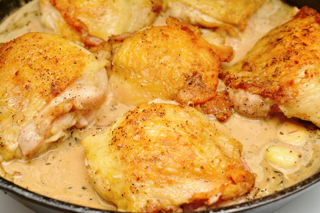 Keto Garlic Roasted Chicken Thighs with Parmesan Gravy