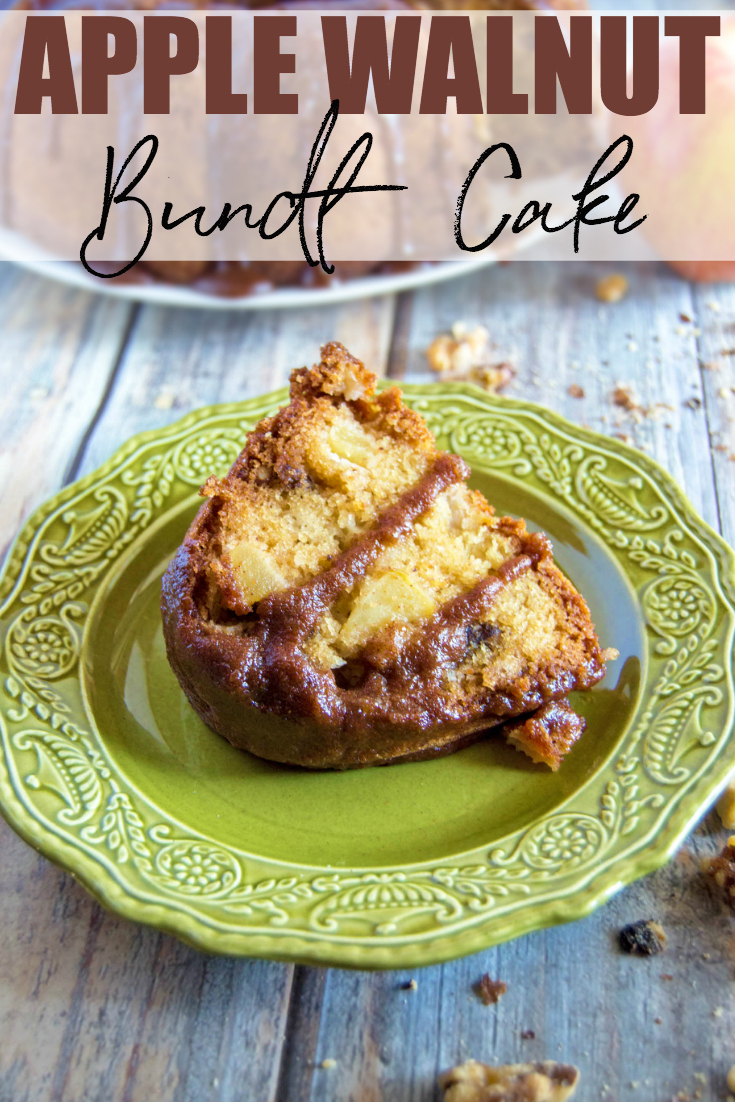 This Apple Walnut Bundt Cake is a perfect fall apple recipe. Whatever the occasion, with or without the cinnamon brown sugar drizzle, it is delicious! #Recipe #Cake #CakeRecipe #BundtCake
