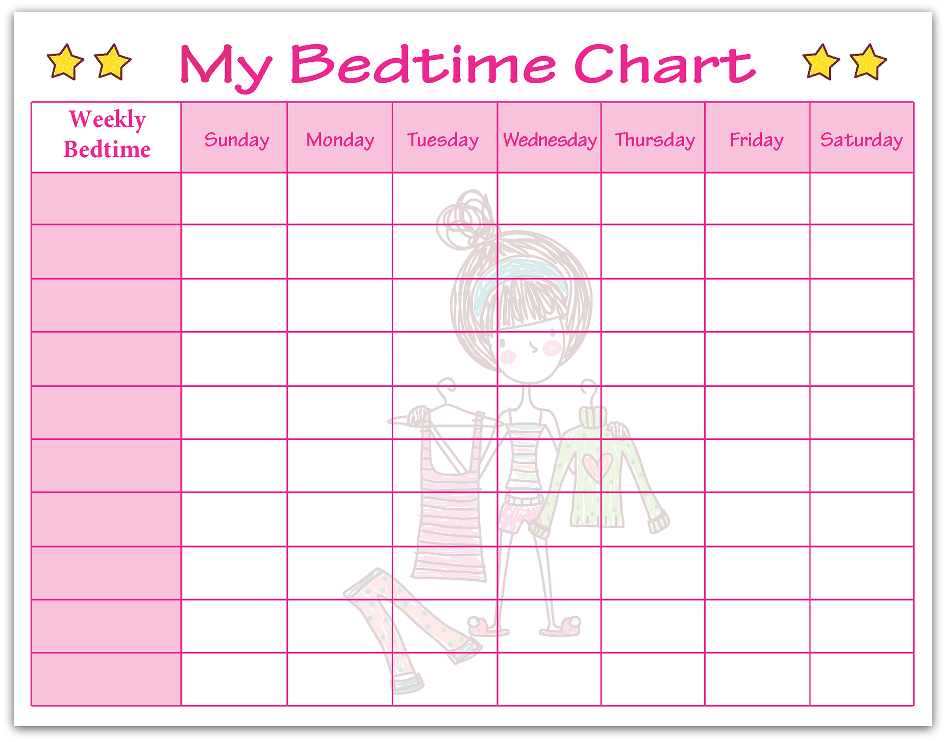 Printable Bedtime Chart