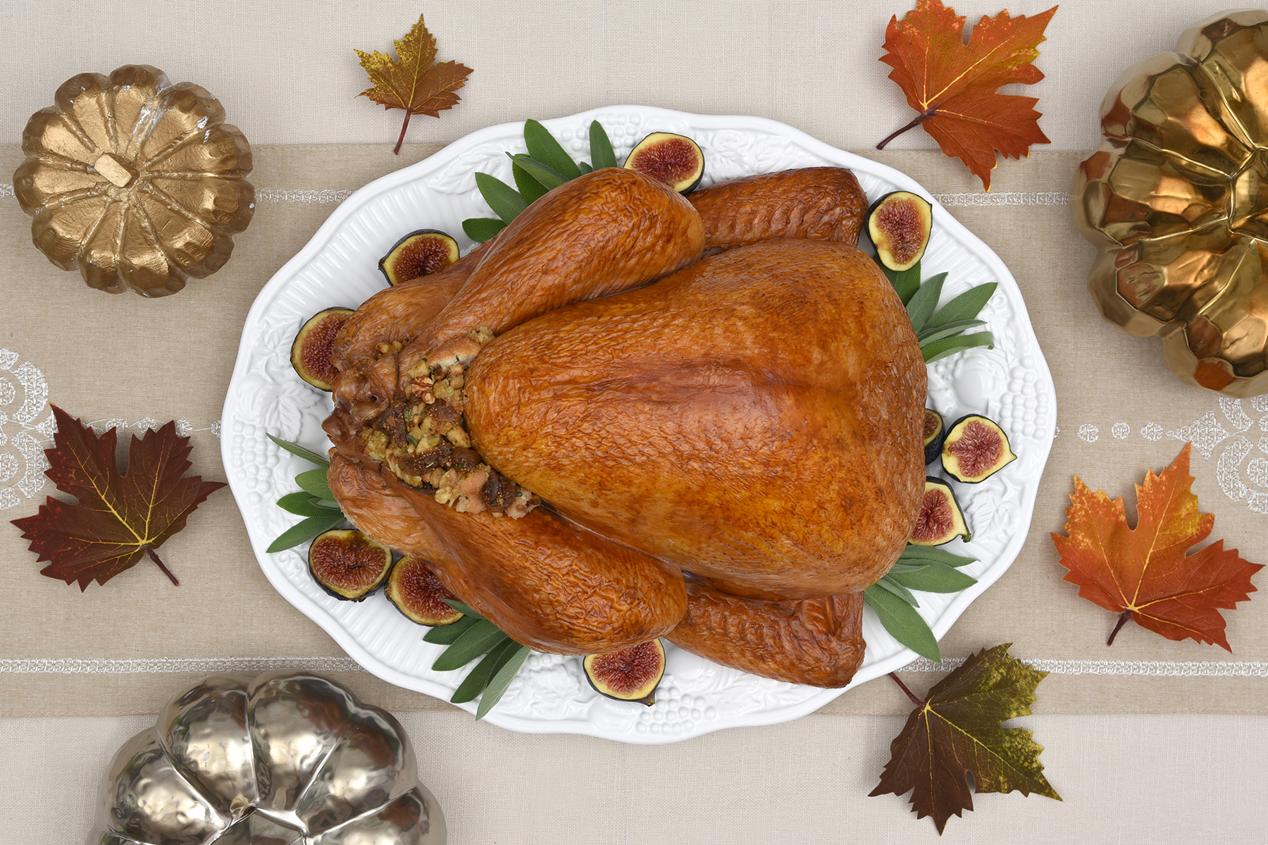 Thanksgiving Turkey With Fig Walnut Dressing