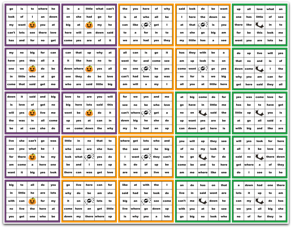 Free Halloween Bingo 20 Cards