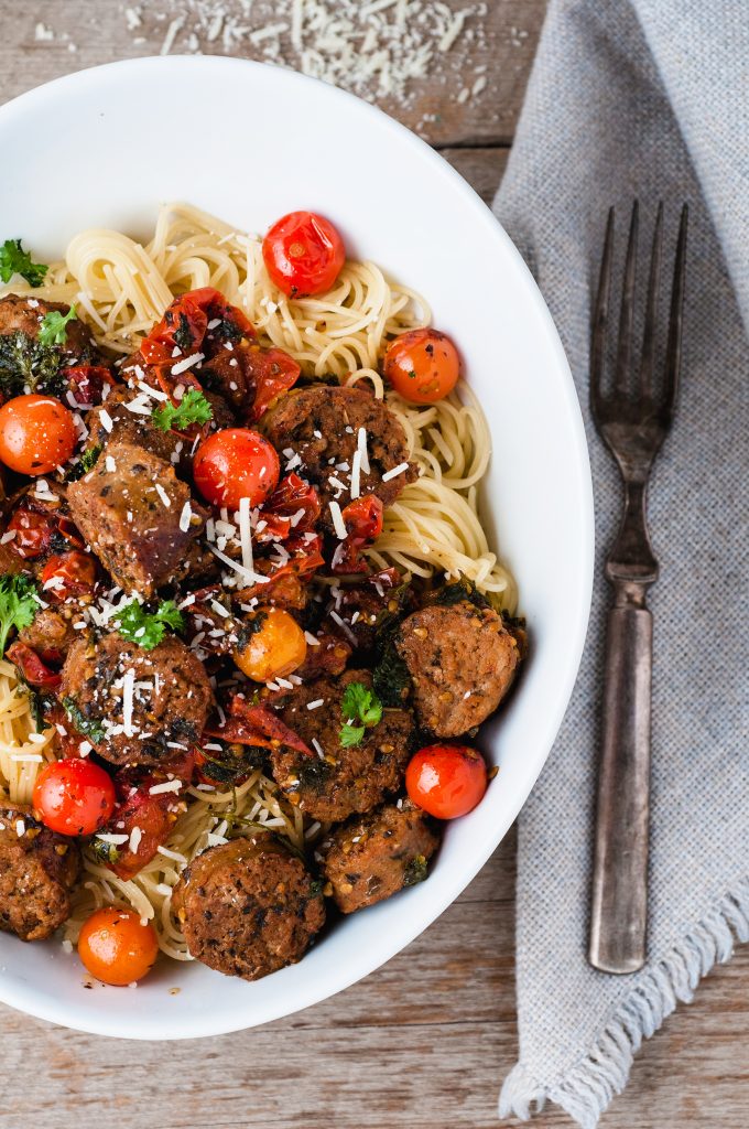 Italian Sausage Capellini With Blistered Tomatoes