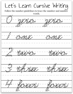 Learning Cursive Writing Numbers 0-4 - Extreme Couponing Mom
