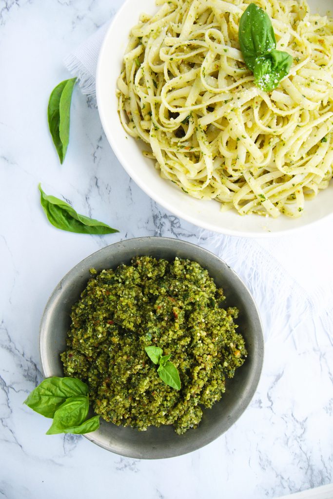 The Best Almond Pesto Fettuccine