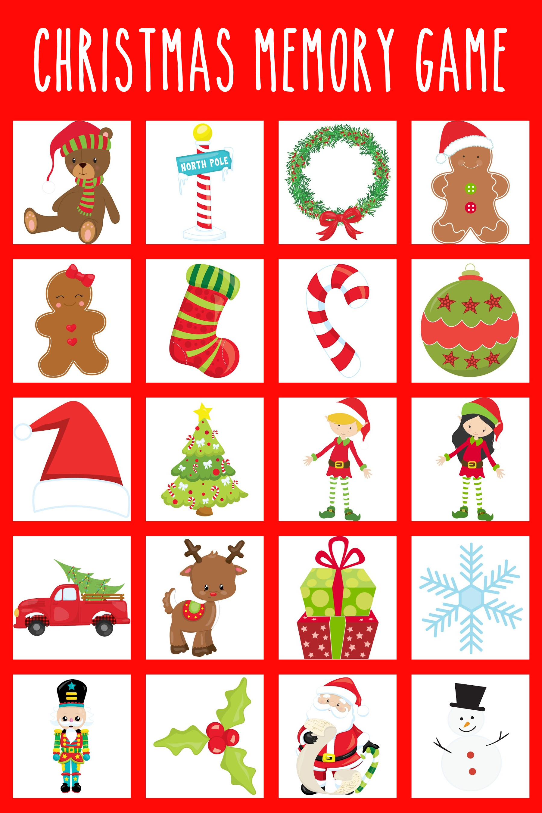 Christmas Memory Game Printable Printable Word Searches