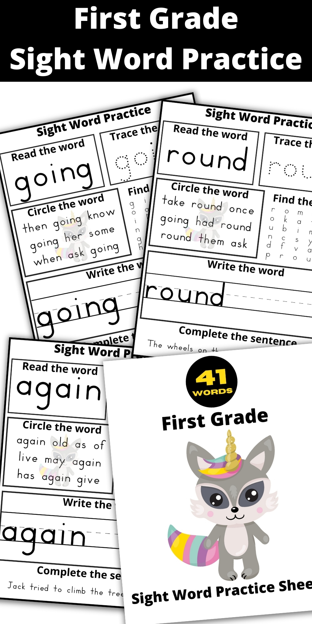 First Grade Dolch Sight Words Practice Activities