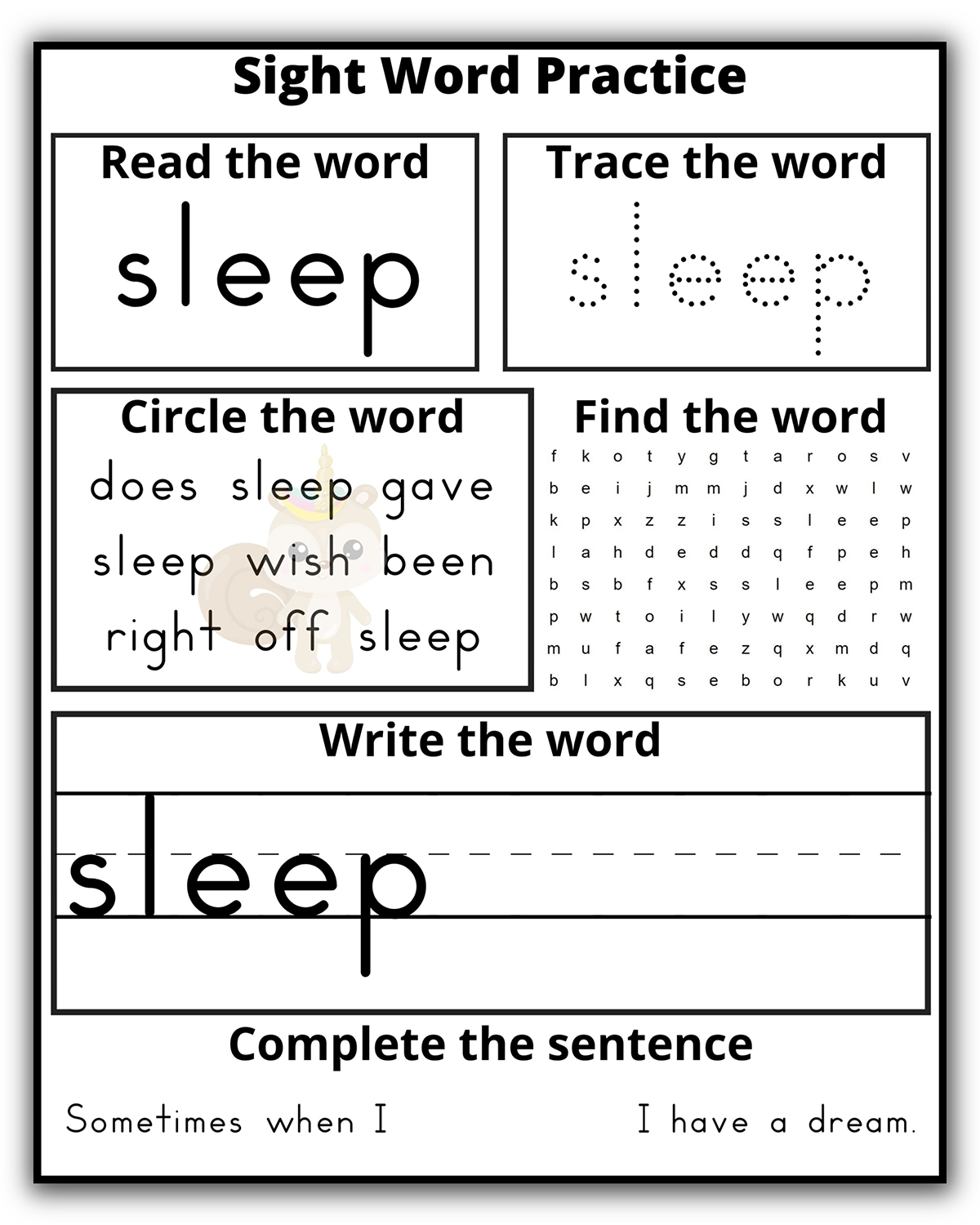 Second Grade Sight Word Practice