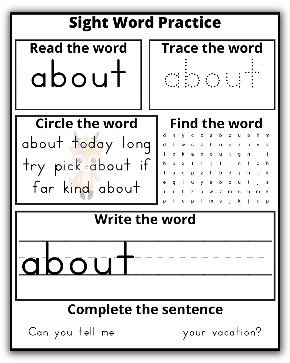 Third Grade Sight Word Practice