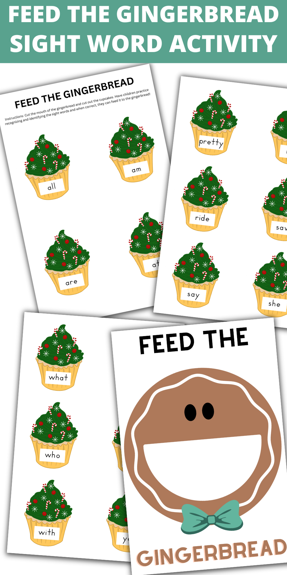 Feed The Gingerbread Man Sight Words Activity