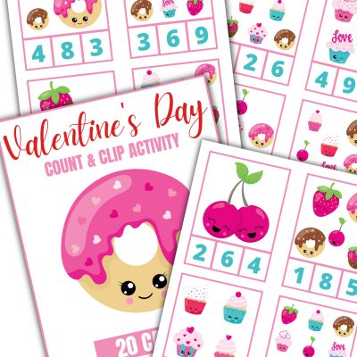 Valentine’s Day Count And Clip Cards