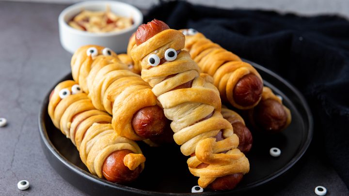 Air Fryer Halloween Mummy Hot Dogs