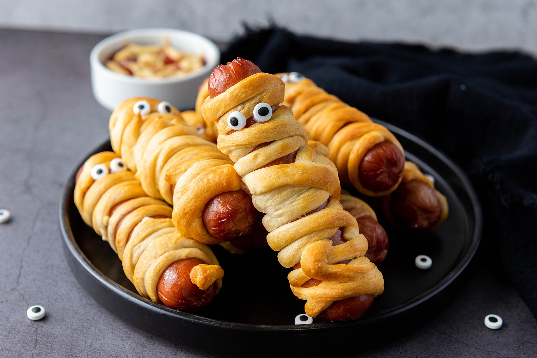 Air Fryer Halloween Mummy Hot Dogs