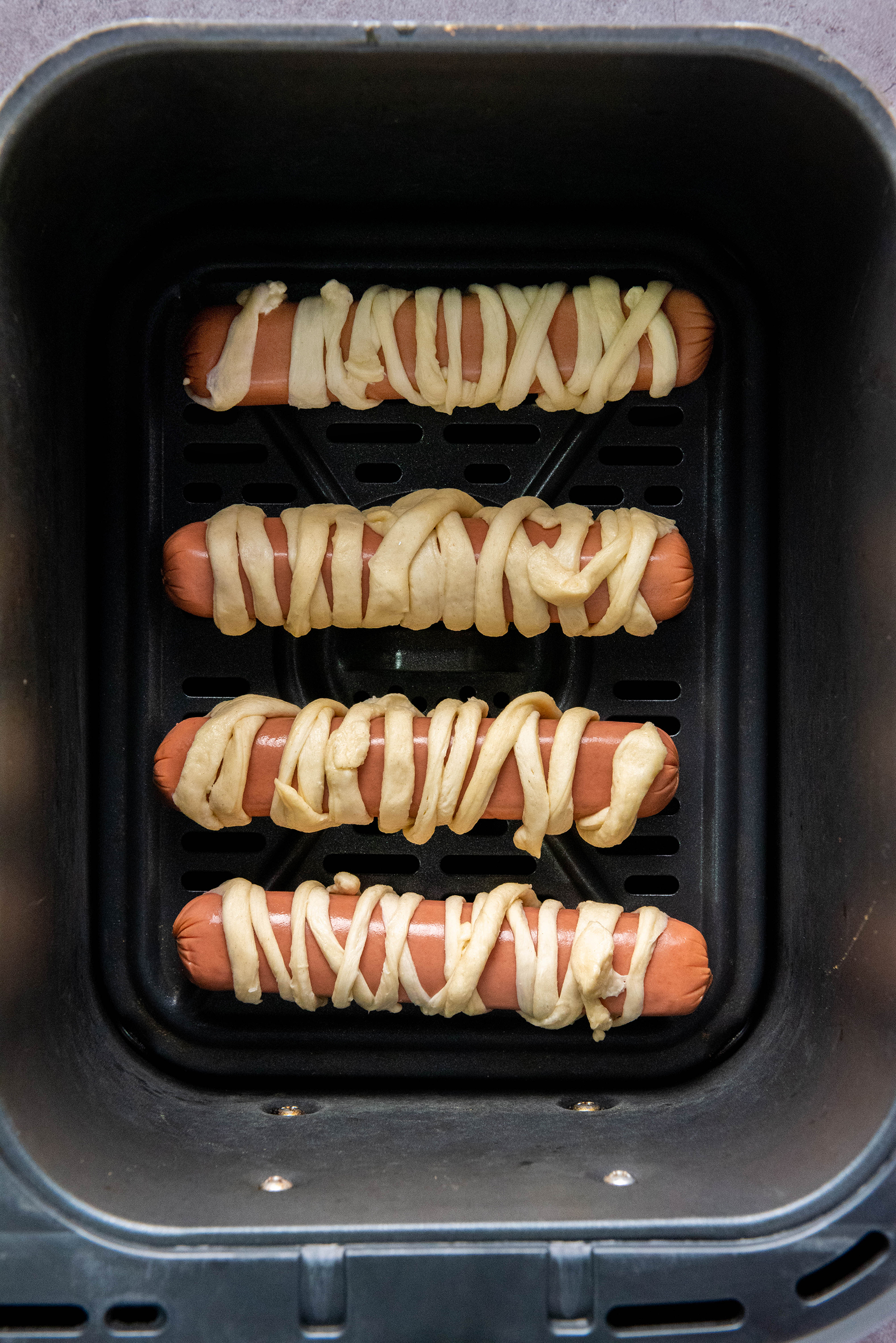 Air Fryer Halloween Mummy Hot Dogs