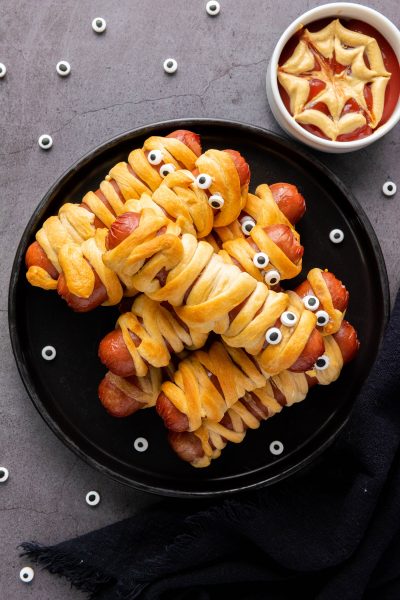 Air Fryer Halloween Mummy Hot Dogs