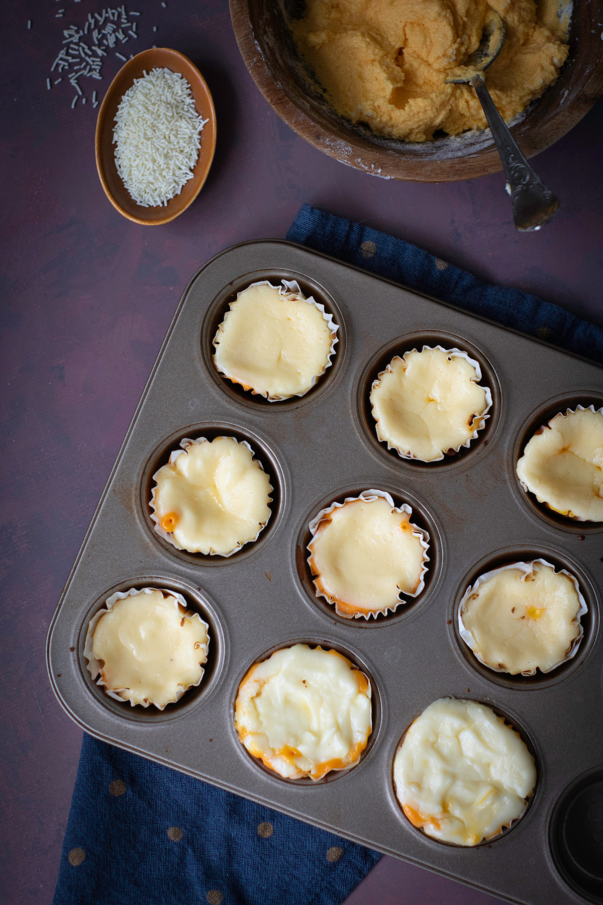 Halloween Candy Corn Mini Cheesecakes