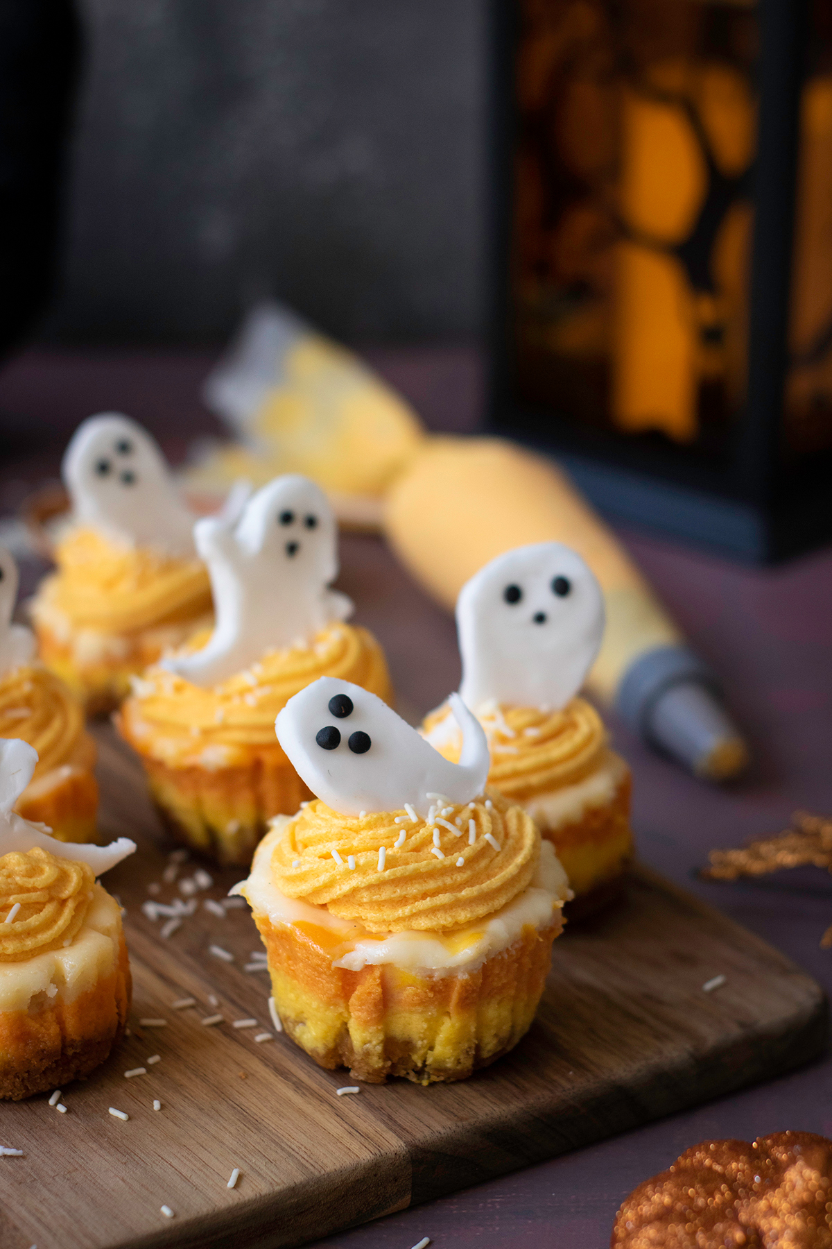 Halloween Candy Corn Mini Cheesecakes