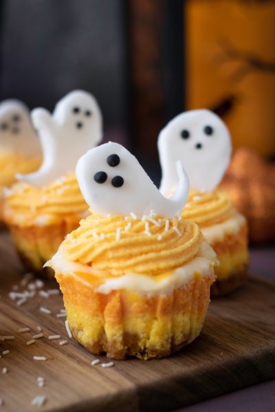 Halloween Candy Corn Mini Cheesecakes