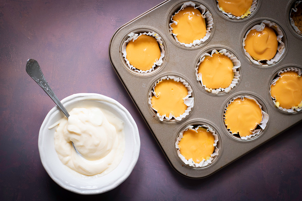 Halloween Candy Corn Mini Cheesecakes