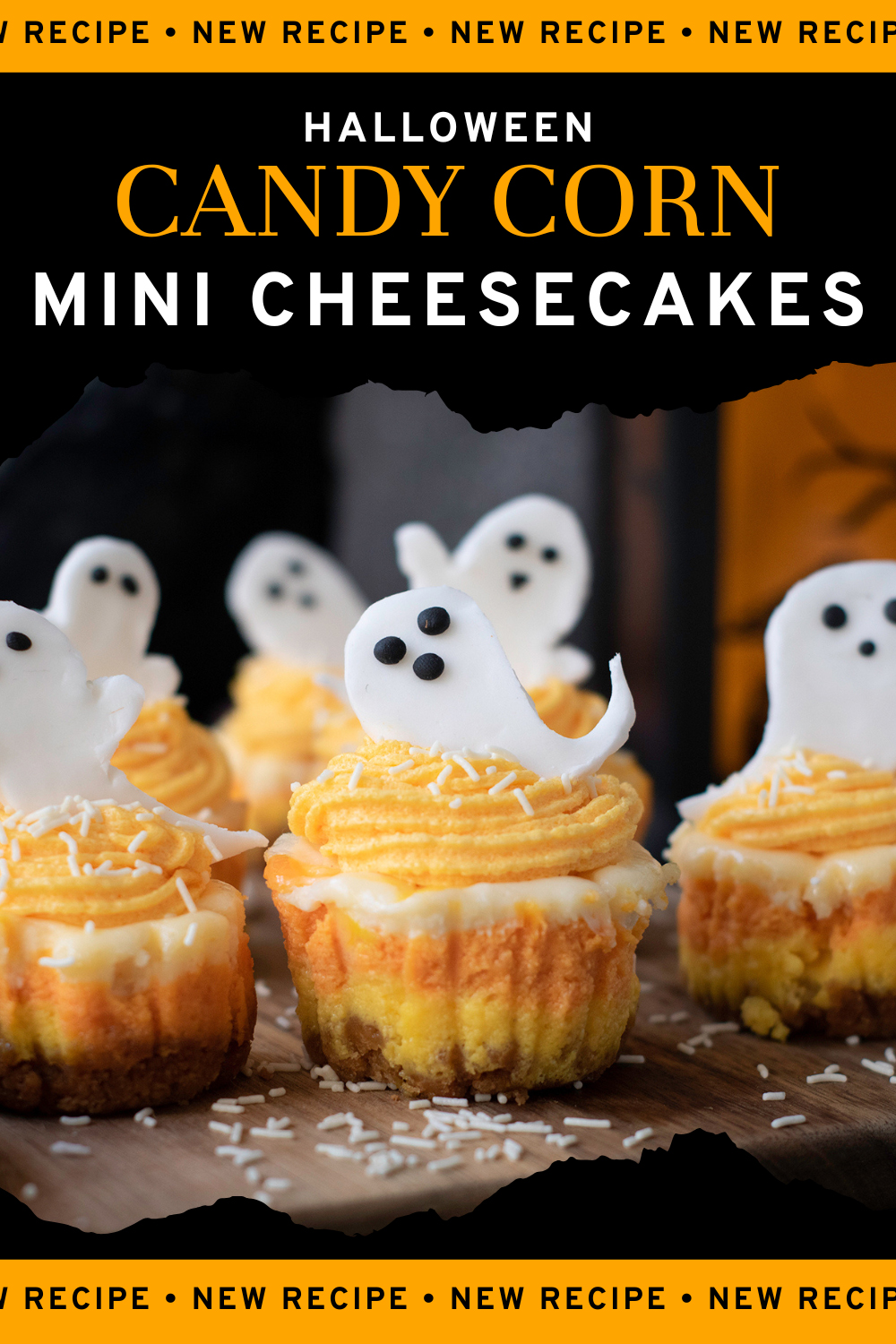 Halloween Candy Corn Mini Cheesecakes